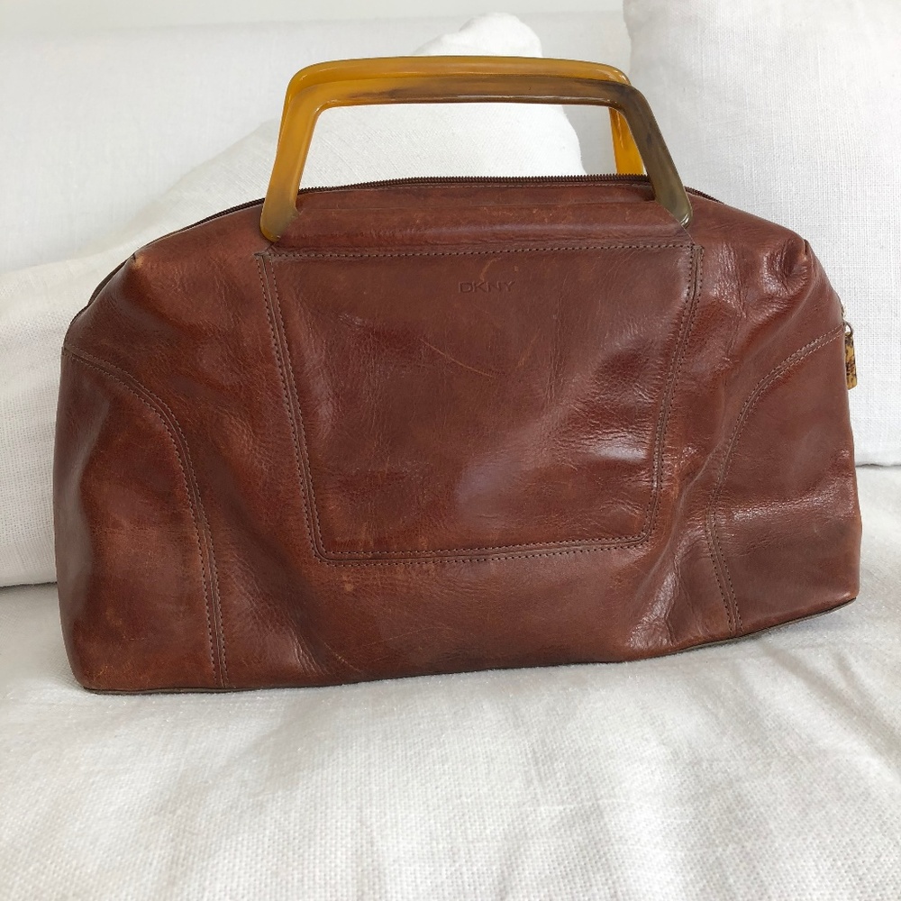 DKNY Vintage Leather Bag / Bakelite Handles